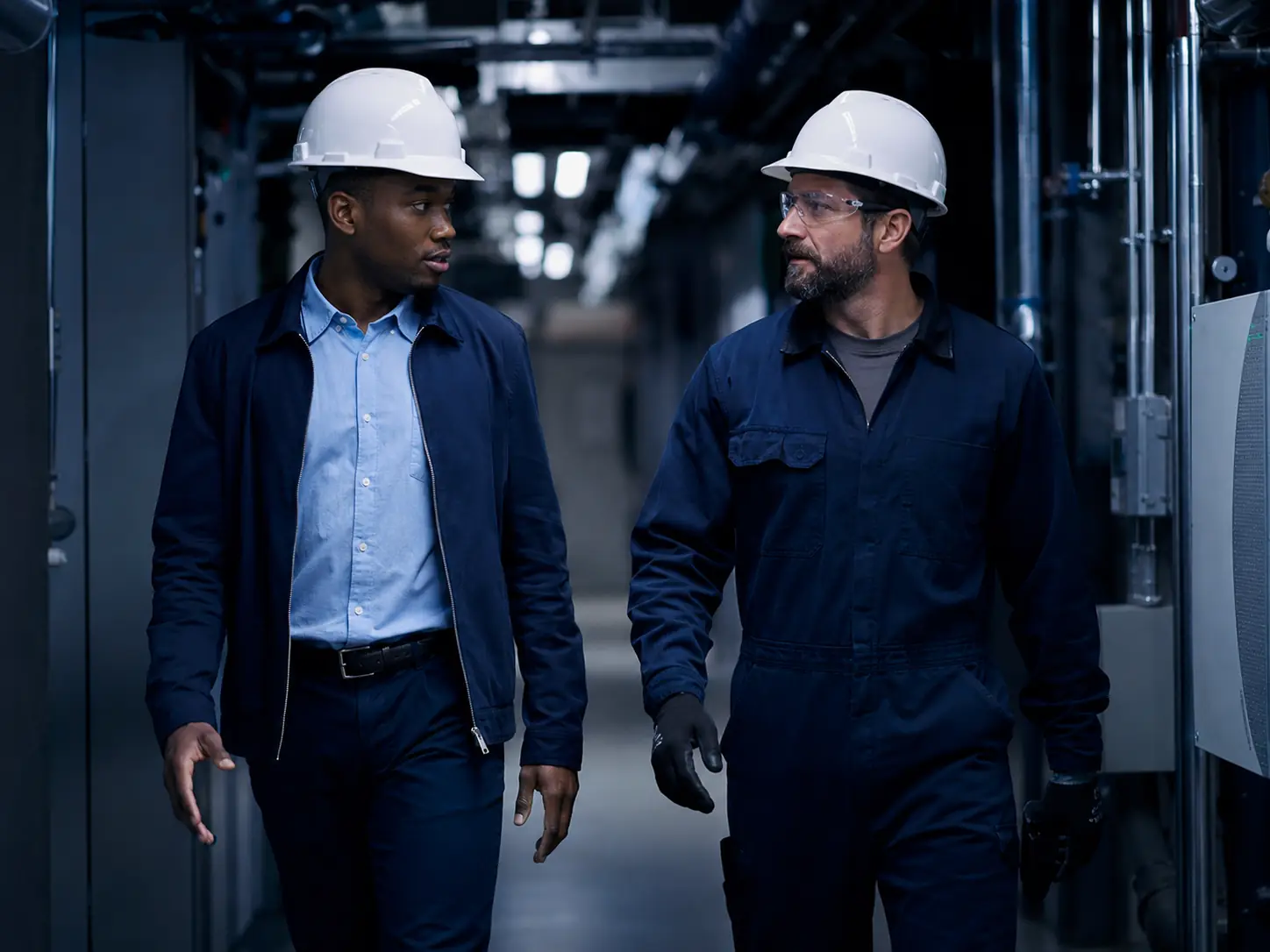 Senior consultants walking through an operational site